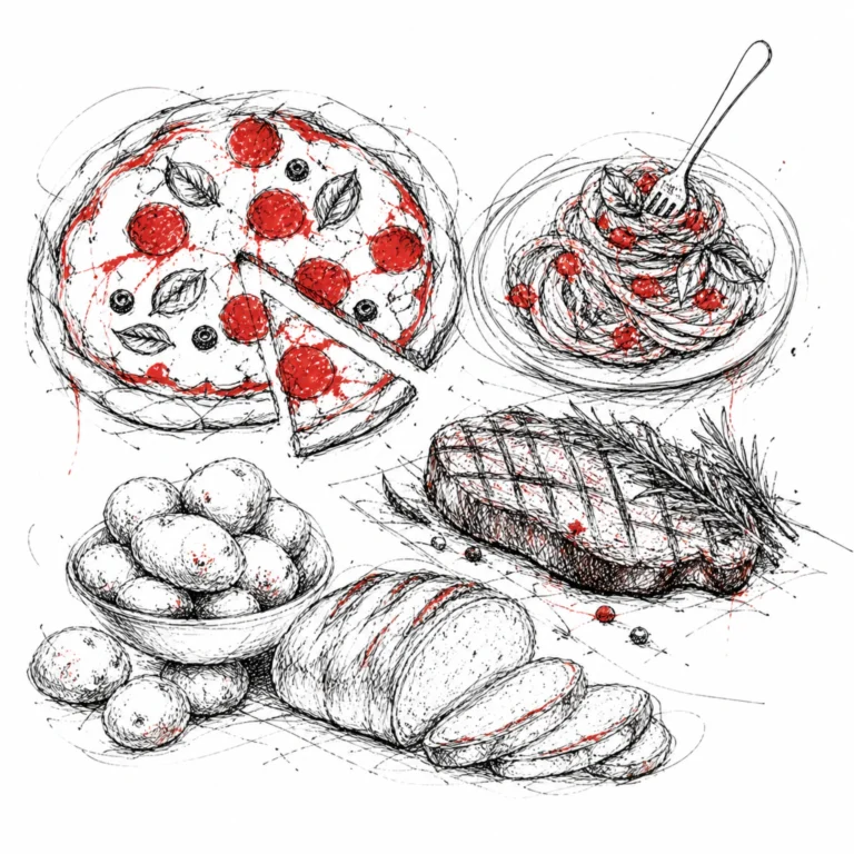 5p-s: pizza, pasta, protein, potatoes, and pane
